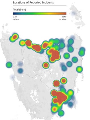 Heat Map Animal Cruelty RSPCA Tasmania Inspectorate Investigating Cruelty Heat Map Animal Cruelty RSPCA Tasmania Inspectorate Investigating Cruelty